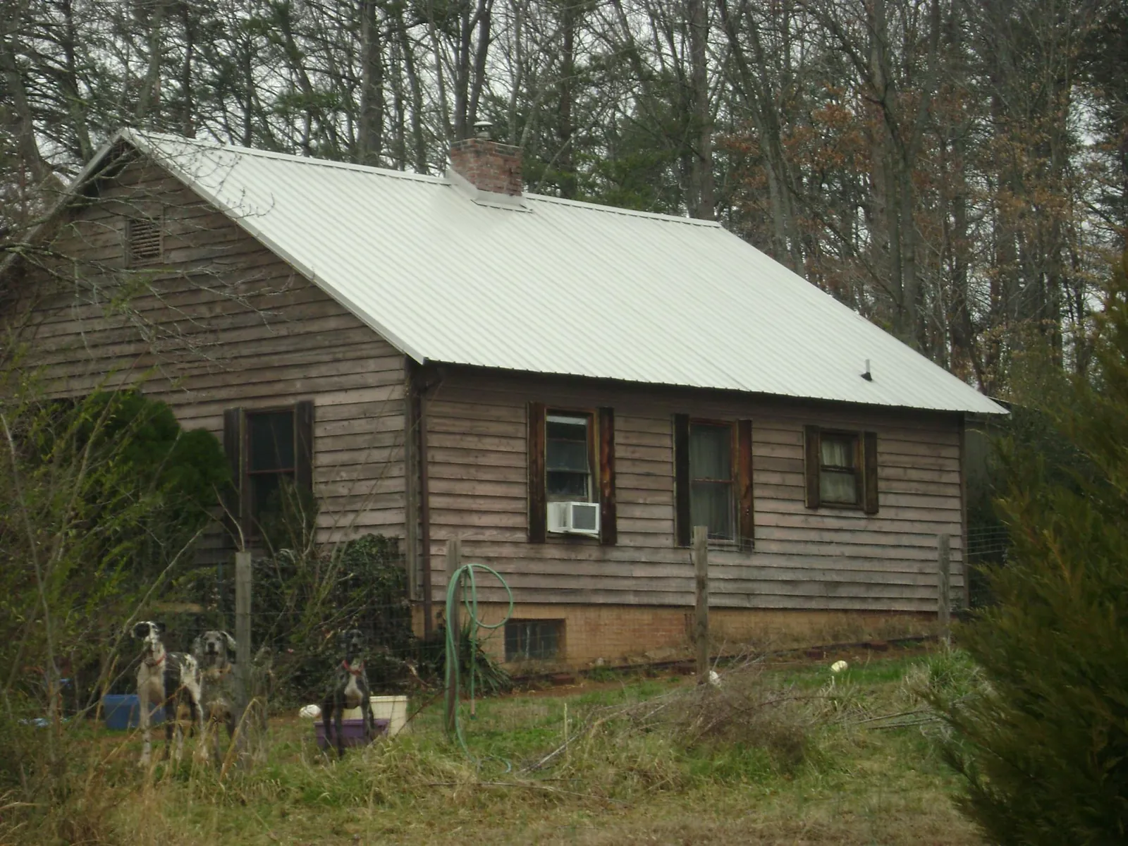 White metal roof on an old wood sided farmhouse, from a Asphalt Shingle Roof Repair job in Preston